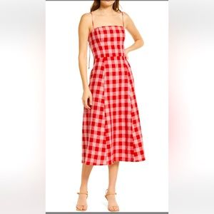 ❤️Reformation EUC Christen Linen Dress Pink Red Sz 12